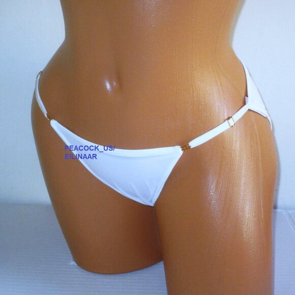 Victorias Secret Optic White Adjustable String Bikini Panty M L XL Smooth Silky - Picture 2 of 5